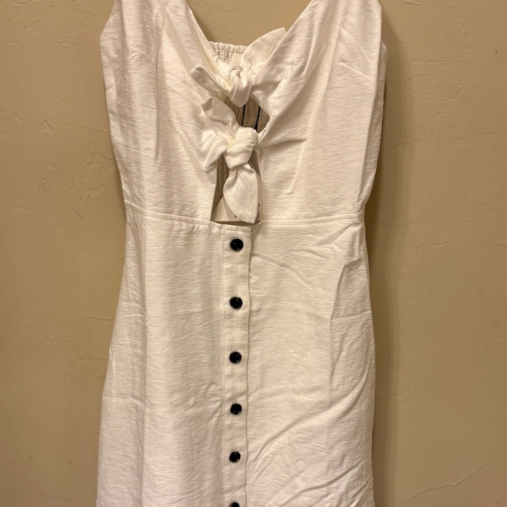 Lost + Wander White Mini Dress with Button Accents